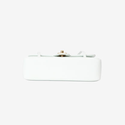 Chanel 26P Preppy Flap Small in White Calfskin Leather with Gold Hardware bottom view