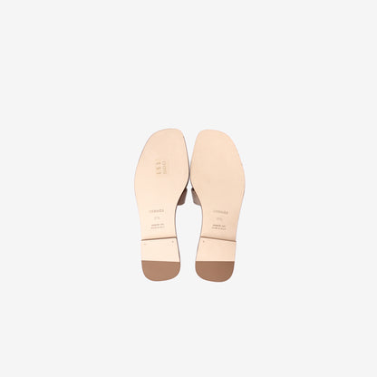 Hermès Oran Sandals in Beige Argile Lizard Leather (Size 37.5)