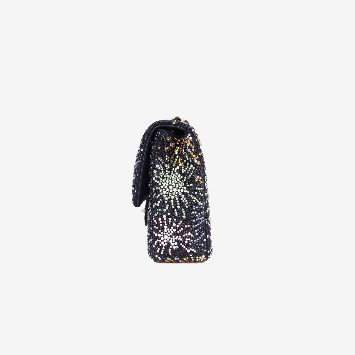 Chanel Coco Neige Evening Bag in Black/Multicolour Sequin Pearl Strass with Gold Hardware side view