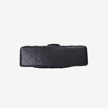 Chanel Small Classic Flap Bag in Black Caviar Leather with Gold Hardware
