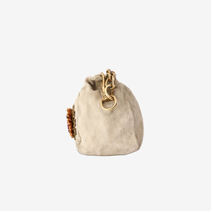 Miu Miu Suede Handbag in Light Olive Green/Sage Green with Gold Hardware