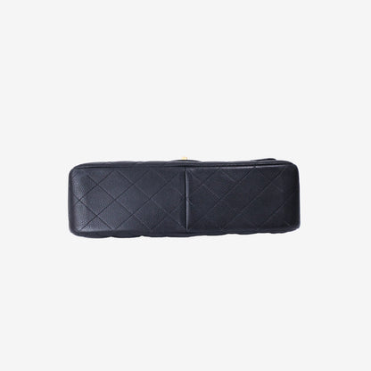 Chanel Large Classic Double Flap Bag in Black Lambskin Leather with Gold Hardware