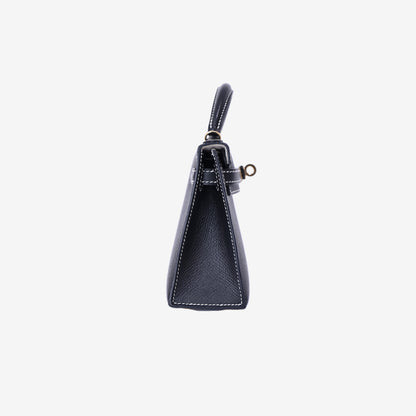 Hermès Mini Kelly 20 HSS in Black Epsom Leather with Gold Hardware side view