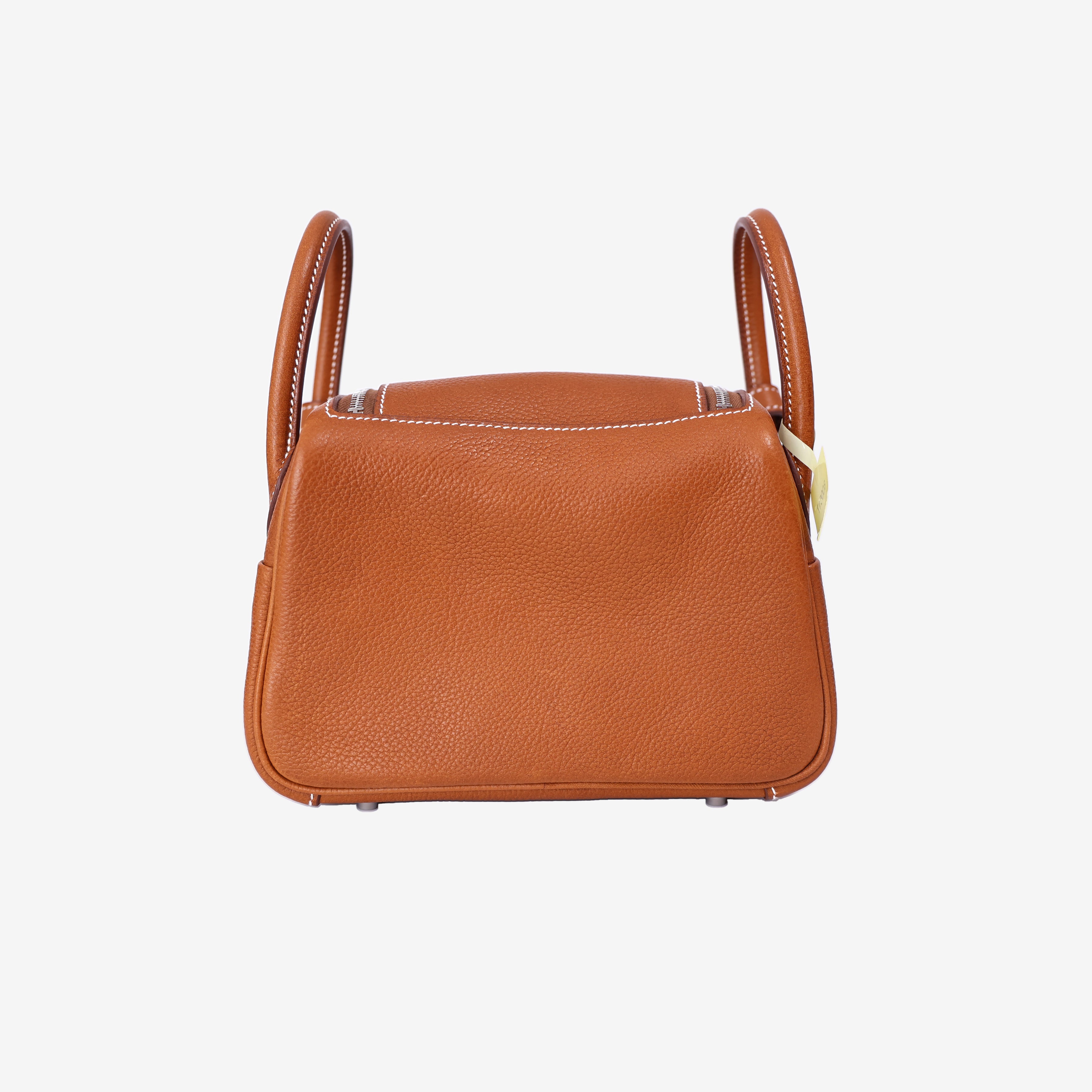 Hermès Mini Lindy in Gold Barenia Leather with Palladium Hardware back view