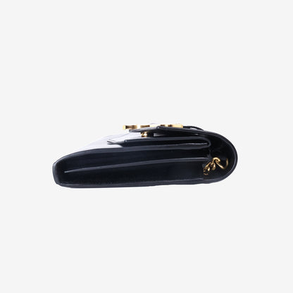 Saint Laurent Monogram Sulpice Chain Wallet in Black Calfskin Leather with Gold Hardware