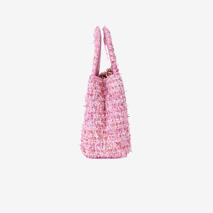 Chanel Small Kelly Nano Shopper in Pink Tweed Leather with Gold Hardware