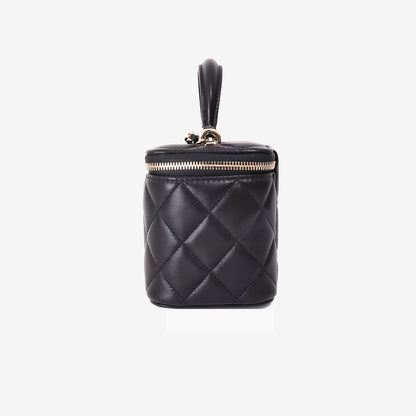 Chanel Classic Vanity Case with Chain in Black Caviar Leather with Gold Hardware