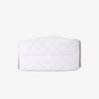 Chanel 25 Small Handbag in White Caviar Leather with Gold Hardware