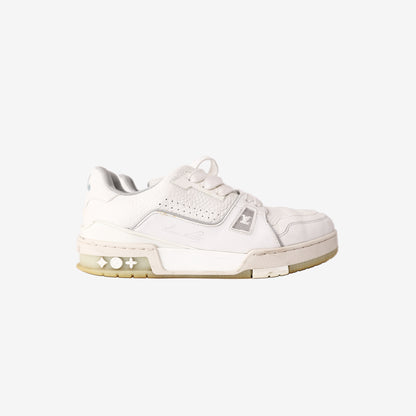 Louis Vuitton LV Trainer Sneaker in White Smooth/Grained Calfskin Leather (EU 38.5)
