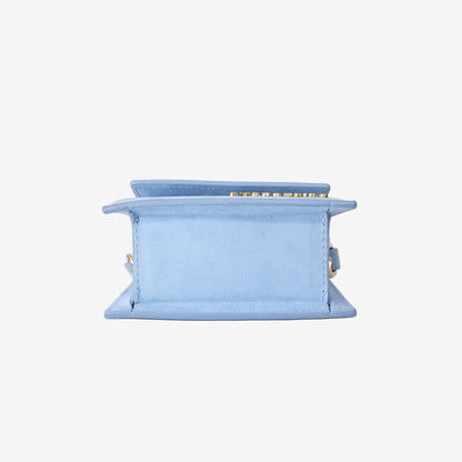 Jacquemus Le Chiquito Mini Bag in Light Blue Nubuck Leather with Gold Hardware