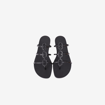 Hermès Mykonos Sandals in Black Rubber (Size 36)