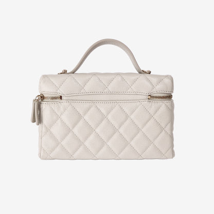 Chanel LP Vanity Case in Light Grey Caviar Leather with Light Gold Hardware