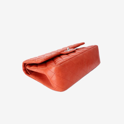 Chanel Jumbo Classic Flap Bag in Orange Lambskin Leather with Silver Hardware (Contact to Enquire)