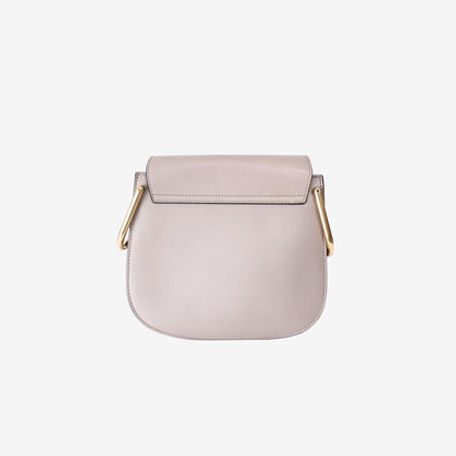 Chloé Hudson Colourful Tassel Saddle Bag in Grey Calfskin Leather with Gold Hardware