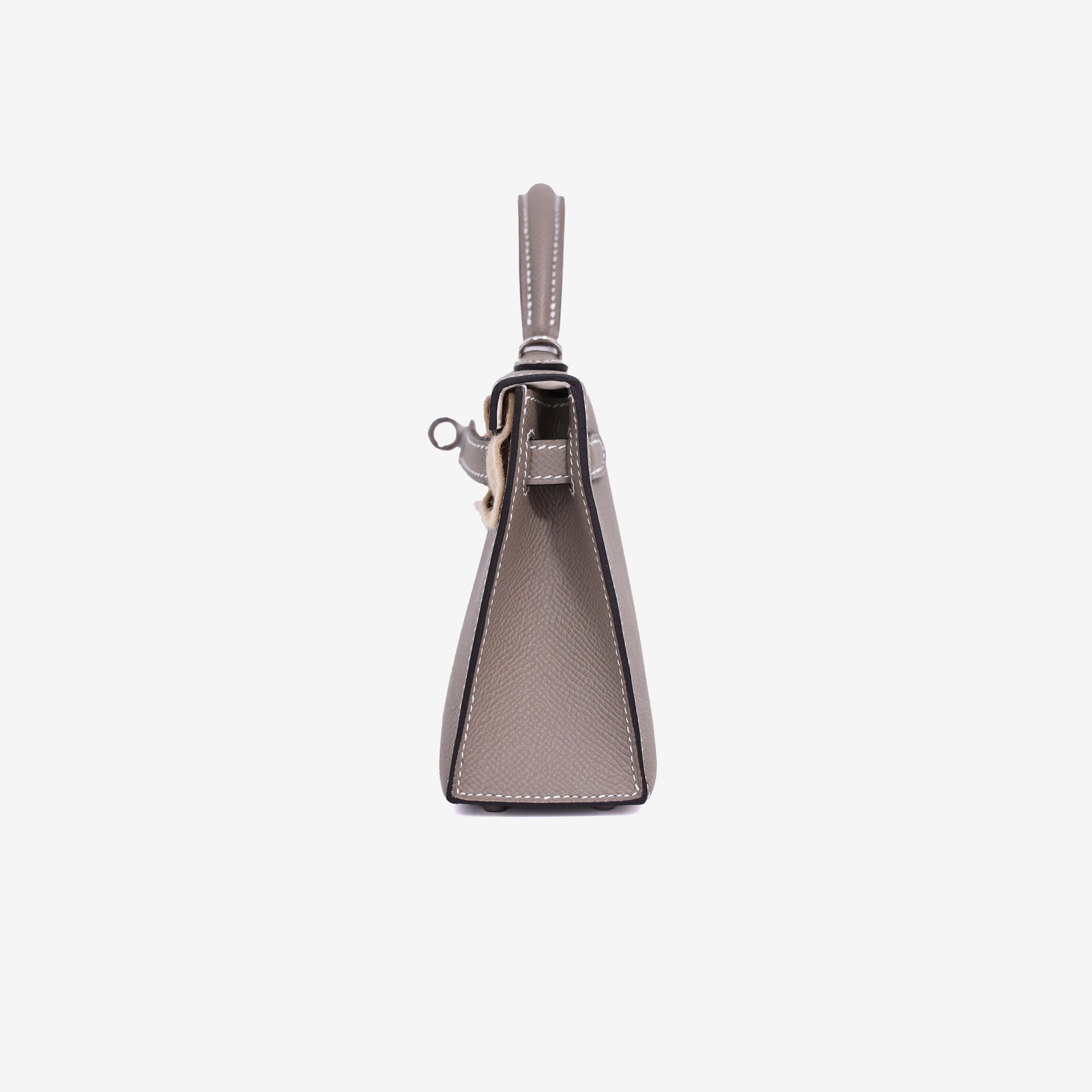 Hermès Mini Kelly 20 in Gris Foncé Epsom Leather with Palladium Hardware side view