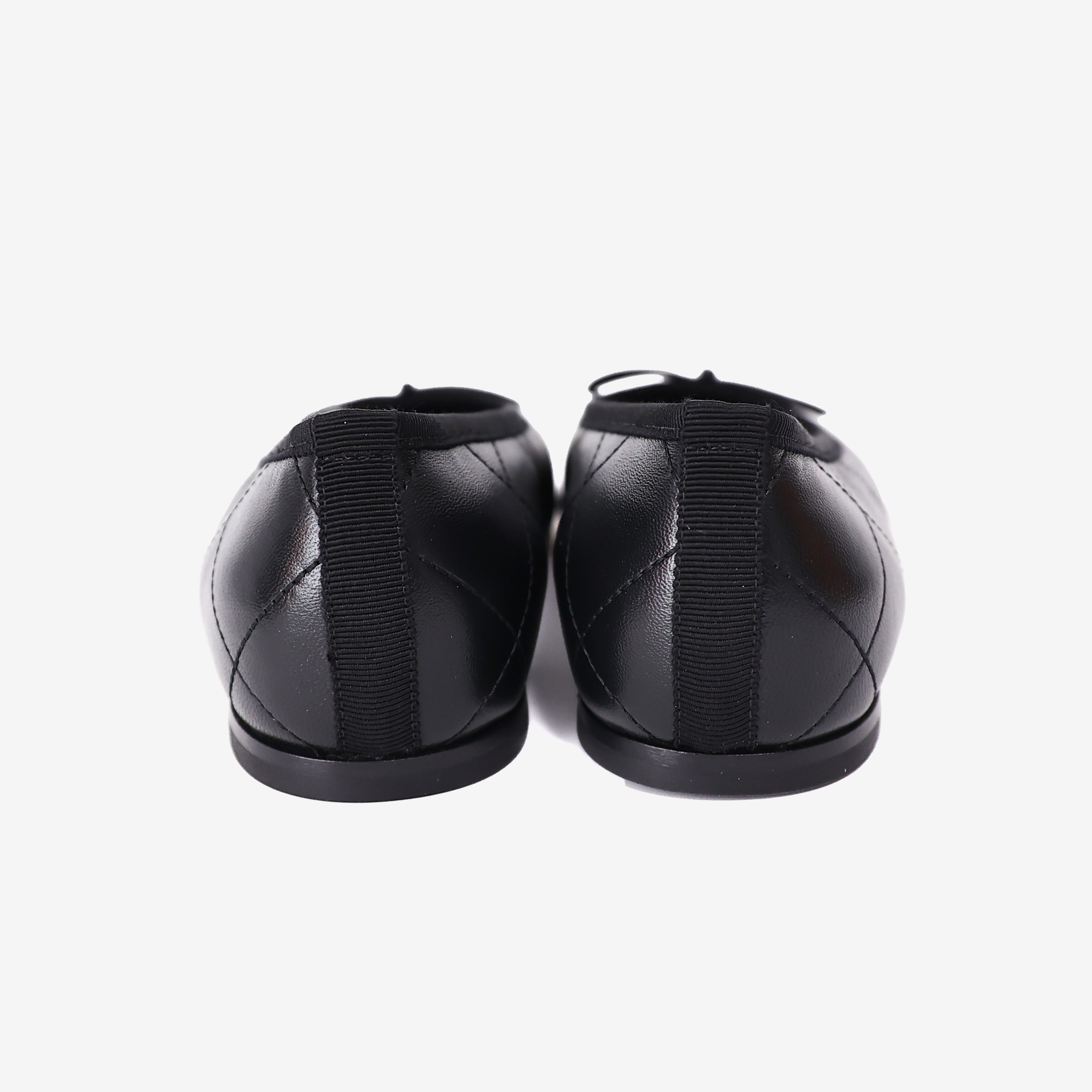 Chanel 2026 Coco Beach Cambon Black/White CC Logo Ballet Flats in