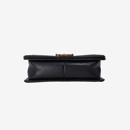 Chanel Boy Bag in White Black and Blue Lambskin Leather with Gold Hardware
