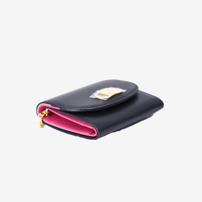 MCM Mode Travia Mini Chain Wallet in Black Nappa Leather with Gold Hardware