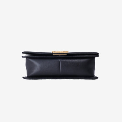 Chanel Boy Bag Medium in Black Calfskin Leather with Gold Hardware