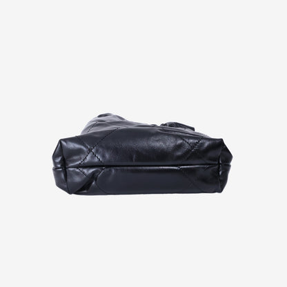 Chanel 22 Mini Bag in Black Lambskin Leather with Gold Hardware