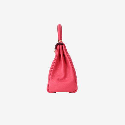 Hermès Kelly 28 in Framboise Clemence Leather with Gold Hardware