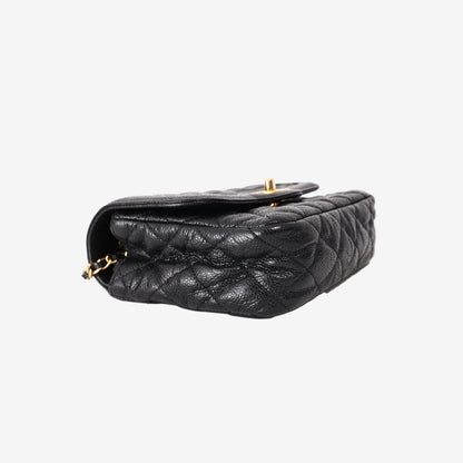Chanel Flap Bag in Black Quilted Caviar Leather with Gold Hardware