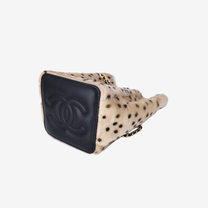 Chanel Pony Hair Cheetah Printed CC Chain Bucket Bag in Beige Pony Hair with Gold Hardware (Contact to Enquire)