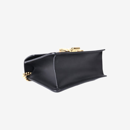 Gucci Sylvie Small Chain Bag in Black Calfskin Leather with Gold Hardware