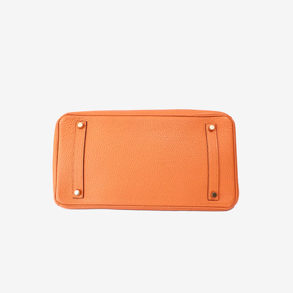 Hermès Birkin 35 in Orange Togo Leather with Palladium Hardware bottom view