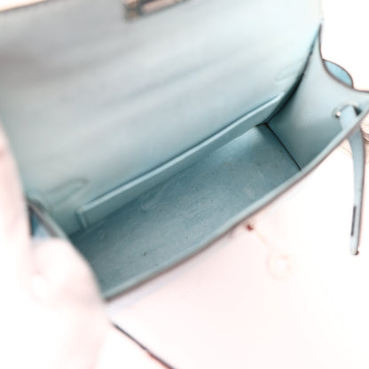 Hermès Mini Kelly 20 in Bleu Zéphyr Epsom Leather with Palladium-Plated Hardware