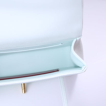 Chanel 26P Preppy Flap Small in Light Blue Calfskin Leather with Gold Hardware interior view
