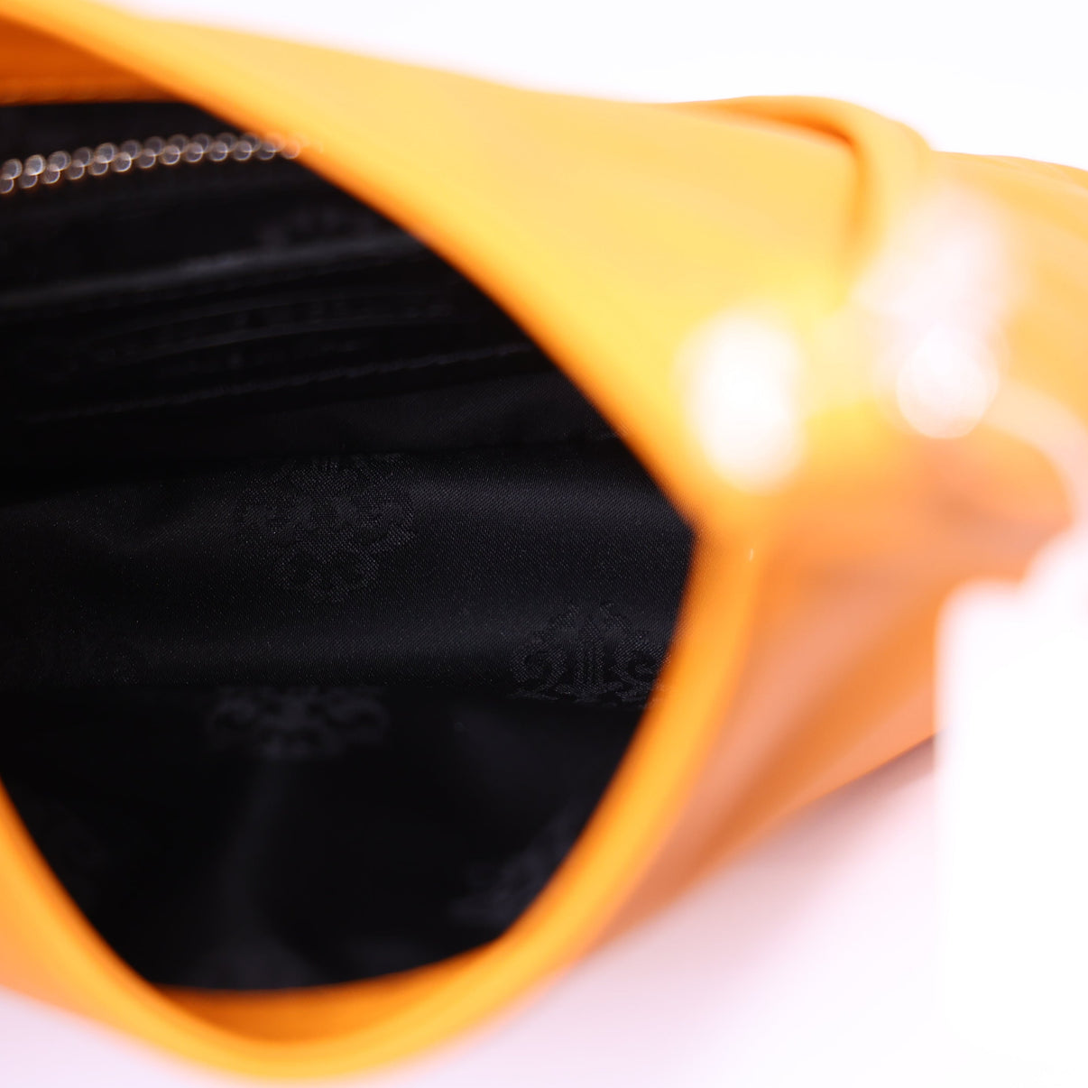 Chrome Hearts Viv Dagger Shoulder Bag in Orange Calf Leather with Silver Hardware interior view