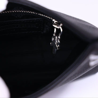 Chrome Hearts Viv Dagger Shoulder Bag in Black Calf Leather with Silver Hardware interior view