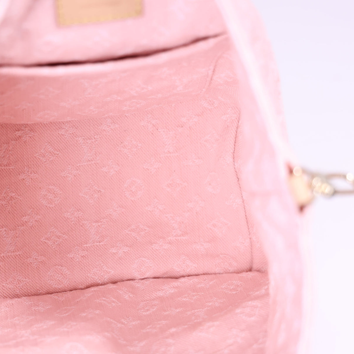 Louis Vuitton Venice Backpack in Washed Pink Denim interior view