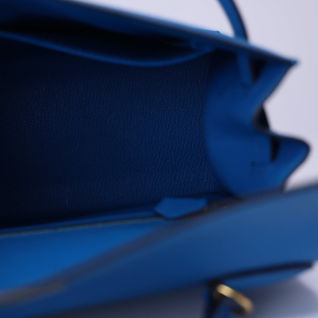 Hermès Kelly 32 in Blue Epsom Leather with Palladium Hardware interior view
