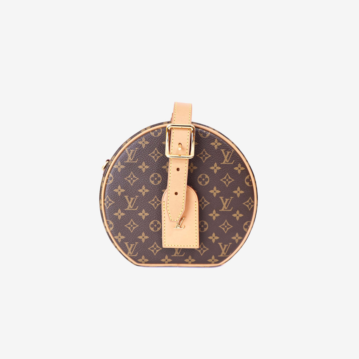 Louis Vuitton Petite Boîte Chapeau in Brown Monogram Canvas with Gold Hardware front view