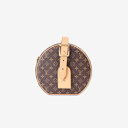 Louis Vuitton Petite Boîte Chapeau in Brown Monogram Canvas with Gold Hardware front view