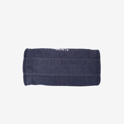 Chanel Deauville Medium Tote Bag in Dark Blue Denim Canvas with Silver Hardware