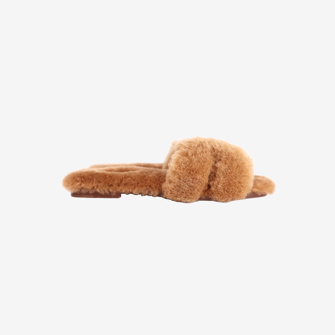 Hermès Oran Sandals in Naturel Shearling (Size 38.5)