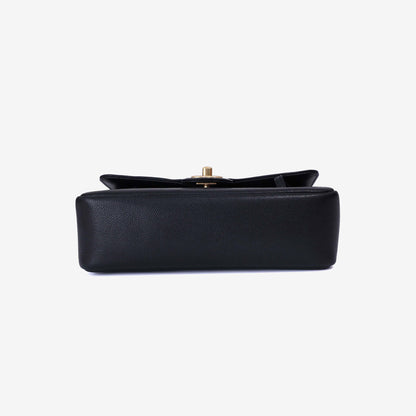 Chanel 26P Small Flap Bag in Black Calfskin with Gold Hardware bottom view
