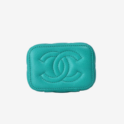 Chanel Sweetheart Mini Vanity Case in Green Caviar Leather with Gold Hardware