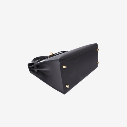 Hermès Kelly 28 in Dark Grey Epsom Leather with Gold-Plated Hardware