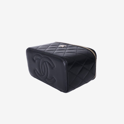 Chanel Vanity Case in Black Caviar Leather with Gold Hardware