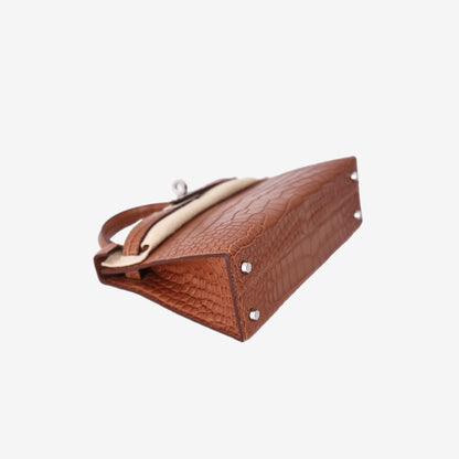 Hermès Mini Kelly 20 in Gold Alligator Leather with Palladium Hardware