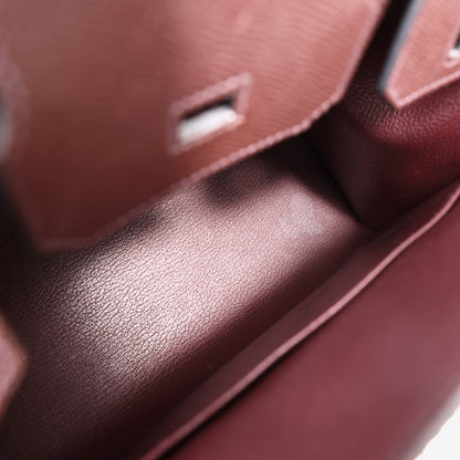 Hermès Birkin 30 in Bordeaux Epsom Leather with Palladium Hardware interior view