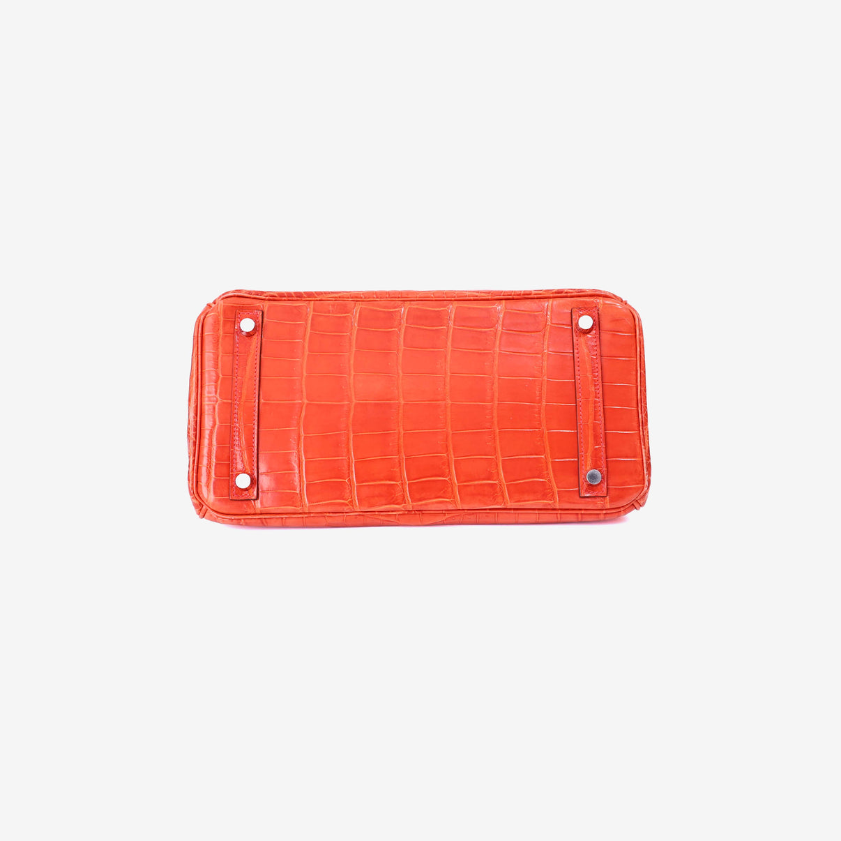 Hermès Birkin 30 in Rouge Crocodile Leather with Palladium Hardware bottom view
