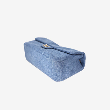 Chanel 26A Maxi Flap Bag in Blue Denim with Gold Hardware