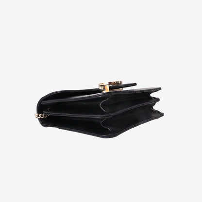 Gucci Interlocking G Shoulder Bag in Black Calfskin Leather with Gold Hardware