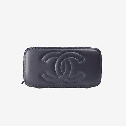 Chanel Classic Vanity with Chain in Dark Blue Denim with Silver Hardware