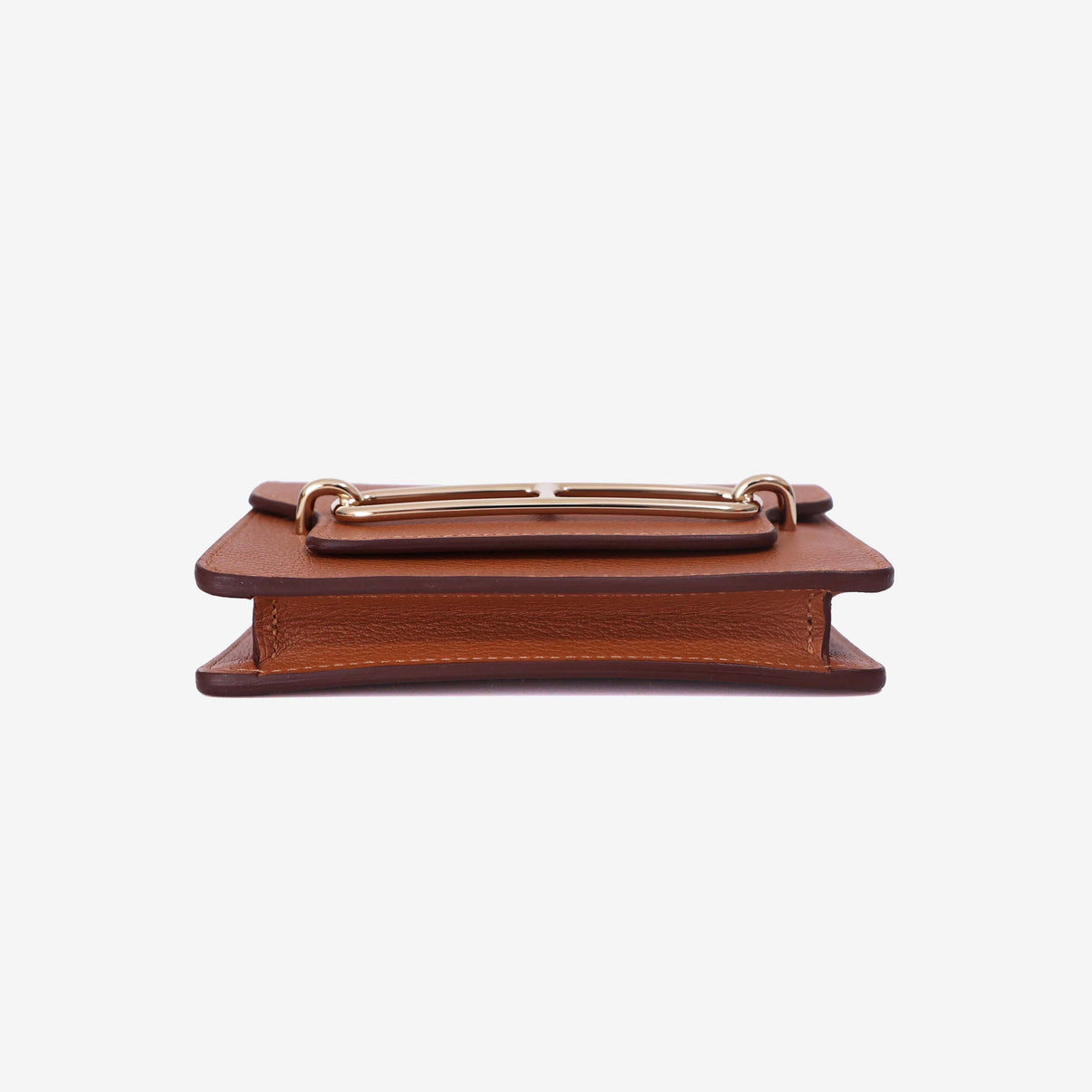Hermès Roulis Slim Wallet in Gold Evercolor Leather with Gold Hardware bottom view